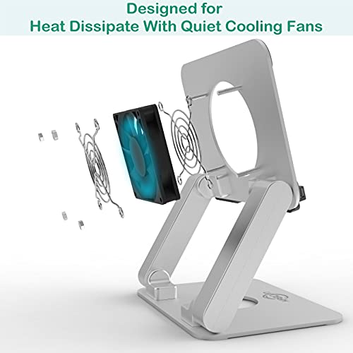 Surface Pro Tablet Stand with Quiet Cooling Fan for Microsoft Surface & iPad Pro/Air/Mini,Samsung Galaxy,Up to 13'' Tablets - color: Silver