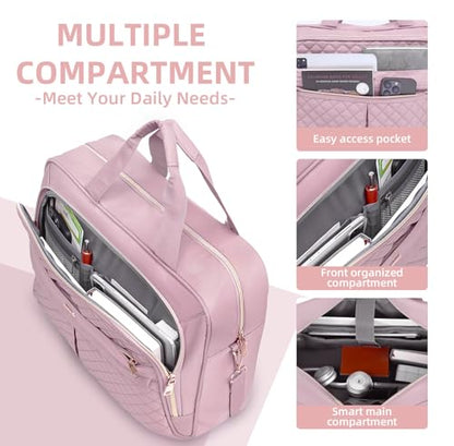 Laptop Bag for Women 17 Inch, Computer Bag, Laptop Messenger Bag, Large Briefcase for Work Office Business Travel - color: Pink