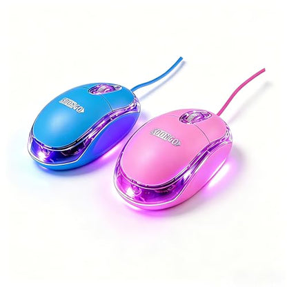 SOON GO Kids Mouse 2 Pack [Pink Blue] for Laptop Mini USB Optical Wired Mice fit for Kids Girls Lady use Compatible with Computer Laptop PC Desktop Windows 7/8/10/XP Vista and Mac - color: bluepink