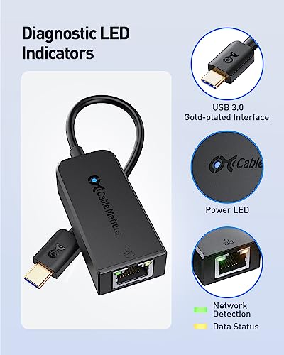 Cable Matters 2-Pack USB C to Ethernet Adapter, Gigabit Ethernet to USB C | Plug & Play, 10/100/1000Mbps, PXE, MAC Clone, Thunderbolt to Ethernet Adapter, Compatible with MacBook Pro, XPS, Surface Pro - color: Black, size: 2-Pack