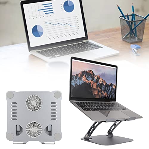 Diyeeni Laptop Stand with 2 Cooling Fans, Aluminum Computer Riser Ergonomic Foldable Height Laptop Elevator for Desk, Compatible with 10-17.3in Laptops, Sturdy Portable (Space Gray) - color: Space Gray