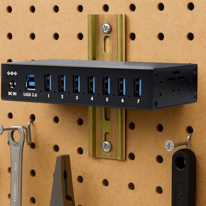 Kingwin 7-Port USB 3.0 Hub Offers 5Gbps speeds, Powered Expansion, and a Durable mountable Aluminum Design. Ideal for PC, Laptop, POS, and Server Racks. Plug & Play. - size: USB 7-PORT
