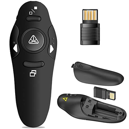 Presentation Clicker Wireless Presenter Remote USB Control Powerpoint PPT Clicker, Clicker RF 2.4GHz Presenter Remote Google Slide Advancer Powerpoint Clicker for Computer/Laptop/Mac/Keynote - color: A-Red