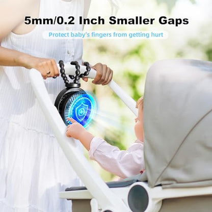 PaPaFboy Mini Portable Pram Fan, Rechargeable Small Clip on Fan for Stroller, Detachable 3 Speed 360° Rotate Flexible Tripod Handheld Desk Cooling for Car Seat Crib Treadmill Travel Essentials