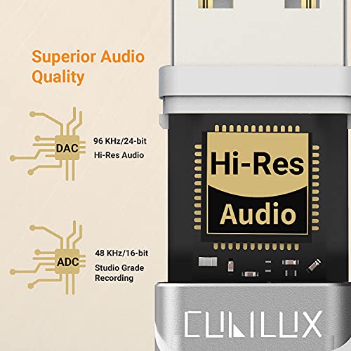 Cubilux USB A to Dual 3.5mm Headphone Splitter with DAC - USB to Double Stereo Audio Adapter - Compatible with Lenovo HP Dell Asus Computer Laptop PC