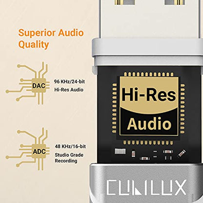 Cubilux USB A to Dual 3.5mm Headphone Splitter with DAC - USB to Double Stereo Audio Adapter - Compatible with Lenovo HP Dell Asus Computer Laptop PC