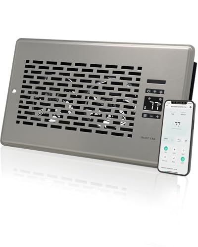 2026 Super Quiet Register Booster Fan for 6" x 10" Register Holes, Smart Register Vent with Dual Intelligent Thermostat and WiFi App Control, Heating Cooling AC Vent Fan (SN) - color: Satin Nickel, size: 6" x 10"