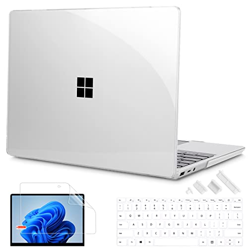 Mektron 2023 Microsoft Surface Laptop GO 3 Case 12.4" Compatible with Go 2/1 Laptop Cover 2022-2020 Releases Model 1943/2013 Plastic Hard Shell Case with Screen Protector, Crystal Clear - color: Crystal Clear