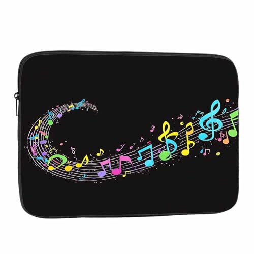 Laptop Sleeve Bag 15.4 15.6 Inch,Colourful Music Note Black Protective Polyester Computer Cases Laptop Cover Briefcase Bag Tablet Travel Cover - color: LPS-008