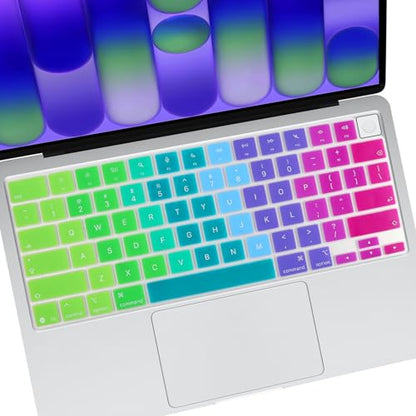 Allinside Keyboard Cover for 2026 MacBook Neo 13-inch A3404 (A18 Pro) & MacBook Air 13"/15" and MacBook Pro 14"/16" (M5 Chip), Premium Silicone Keyboard Protector Skin, US ANSI Layout, Rainbow - color: Rainbow