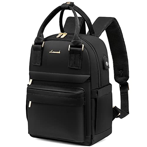 LOVEVOOK Mini Backpack for Women Stylish Waterproof Backpack Purse with USB Port, Cute Bookbag for College School Travel - color: Black, size: 11 Inch