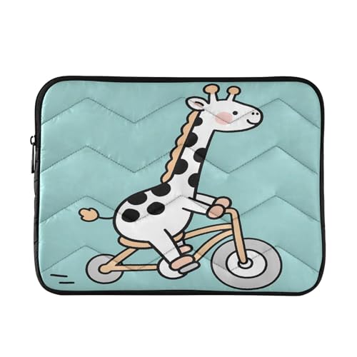 Sweet Giraffe Bike Padded Laptop Sleeve Case 13 Inch Soft Quilted Laptop Bag Waterproof Computer Sleeves - color: Sweet Giraffe Bike, size: Medium
