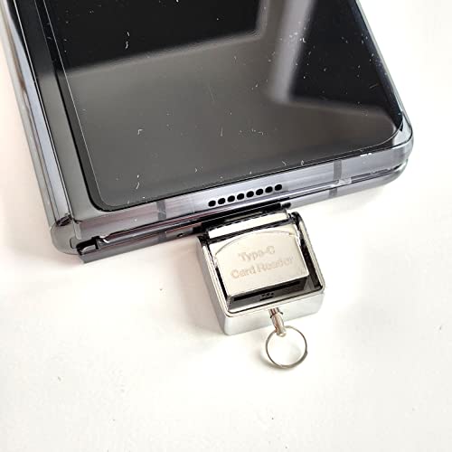 Mini/Micro USB 3.0 Type-C to TF Micro SD Card SDHC SDXC Memory Reader OTG Adapter Compatible with iPad Pro Mobile Phone Laptop Mac iOS Windows PC Linux Android Samsung Galaxy + Keychain (Silver) - color: Silver