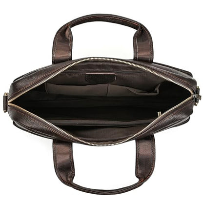Leather Laptop Bag for Men Briefcase Fits 15.6 Inch Notebook Portable Shoulder Messenger Crossbody Bag for Travel Office - color: 15coffee