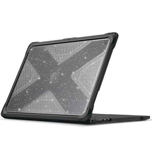 Fintie Rugged Case for MacBook Air 15 Inch, Glittering Clear | A3448 A3241 A3114 A2941, 2023 2024 2025 2026, M2 M3 M4 M5, TPU Bumper, Heavy Duty Hard Shell Cover - color: Glittering Clear