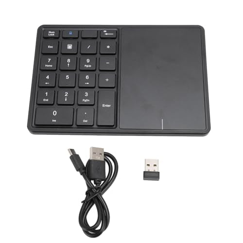 XUMIUZIY Numeric Keypad, 22 Keys Dual Modes Bluetooth4.2 Wire Less Number Pads with Touchpad, Slim External Numpad Keyboard for Laptop Desktop PC (Black) - color: Black