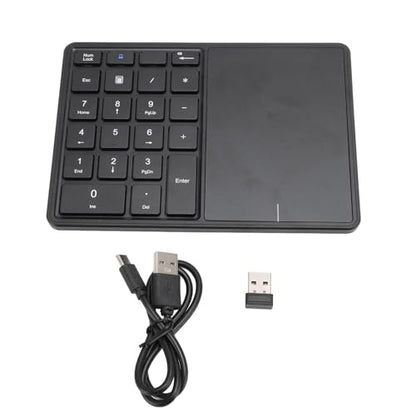 XUMIUZIY Numeric Keypad, 22 Keys Dual Modes Bluetooth4.2 Wire Less Number Pads with Touchpad, Slim External Numpad Keyboard for Laptop Desktop PC (Black) - color: Black