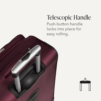 SWISSGEAR Sion Softside Expandable Spinner Luggage Durable Lightweight Travel Suitcase, Merlot, Checked-Medium - color: Merlot, size: Checked-Medium