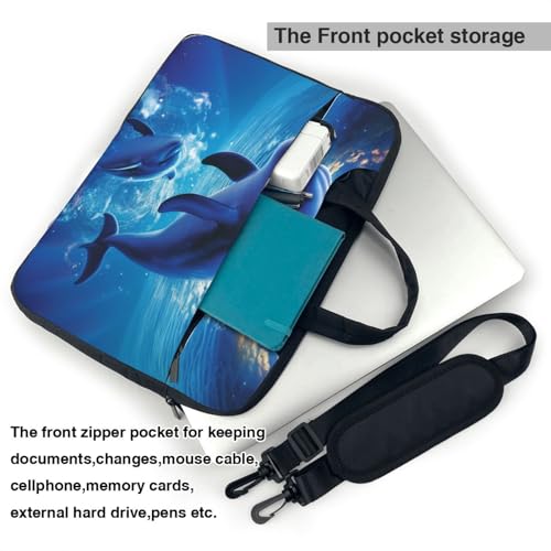 Cute Dolphins Laptop Bag for Women Computer Bag Shoulder Laptop Sleeve Business Work Briefcase - size: 15.6 inch