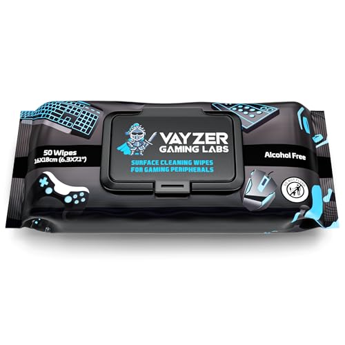 Gaming Peripheral Wipes, Keyboard Cleaner & Electronic Wipes, Safe for Controllers, Keyboards, Laptops, PCs & Mice – Alcohol-Free, Unscented, Paraben-Free, Cleaning Wipes - 50 Pack