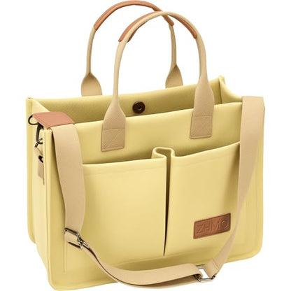 Canvas Tote Bag for Women,Women's Bags Crossbody Bags Work Laptop Tote Bag Large Handbags Purse for Travel Nurse Teacher - color: Canvs Cute Khaki With Compartments