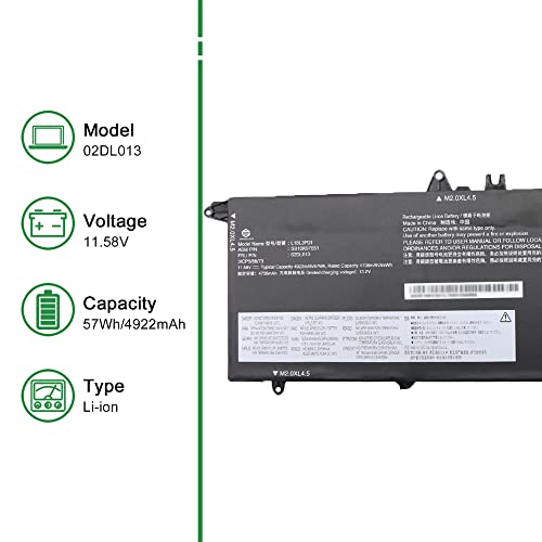 02DL013 L18L3PD1 SB10K97651 Laptop Battery Replacement for Lenovo ThinkPad T490s T495s T14s Gen 1 2020 Series 02DL014 L18M3PD1 SB10K97652 02DL015 L18M3PD2 02DL016 L18C3PD1 11.58V 57Wh