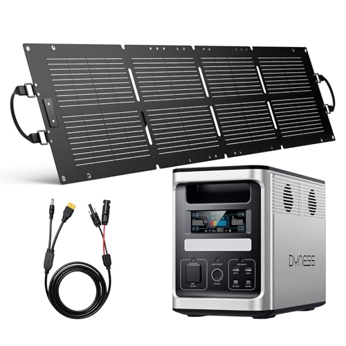 DYNESS 1536Wh Solar Generator with 100W Foldable Solar Panel, LiFePO4 Battery Backup 1800W AC (3600W Surge) Portable Power Station, Fast Charging for Home Backup, Camping, RV & Power Outage - size: 1536Wh 1800W + 100W Solar Panel