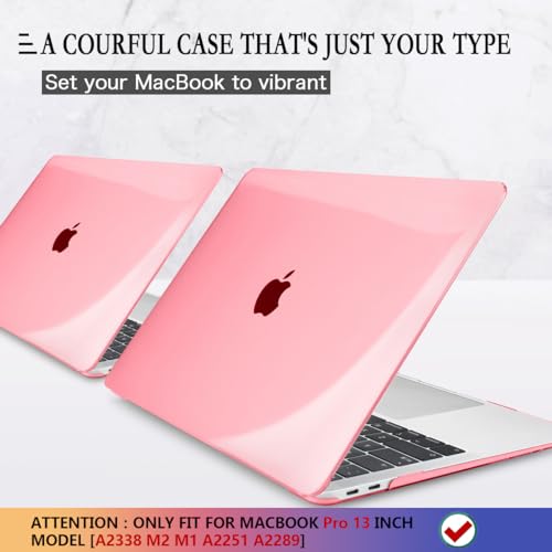 CISSOOK for MacBook Pro 13 Inch Case Pink M2 A2338 M1 A2251 A2289 | Hard Shell Case with Keyboard Cover Screen Protector for MacBook Pro 13 2025-2020 Released with Touch Bar -Clear Pink - color: Clear Pink