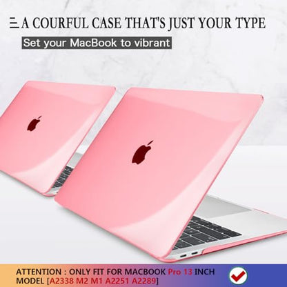 CISSOOK for MacBook Pro 13 Inch Case Pink M2 A2338 M1 A2251 A2289 | Hard Shell Case with Keyboard Cover Screen Protector for MacBook Pro 13 2025-2020 Released with Touch Bar -Clear Pink - color: Clear Pink