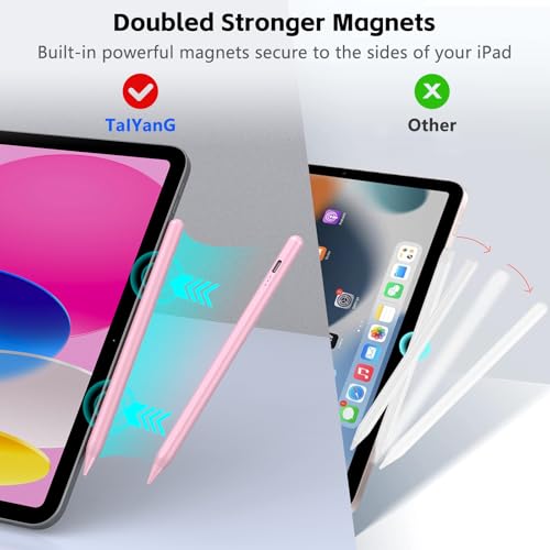 TaIYanG iPad Stylus Pen for iPad 2018-2026, Palm Rejection, Fast Charging | Tilt Sensitivity, for iPad Pencil A16 /10/9/8/7/6, Pro 11/13" (M5/M4),Air M4/M3/M2/5th/4th, Pro 11/12.9", Mini 6/5, Pink - color: Pink