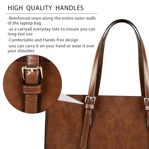 Laptop Bag for Women Waterproof Lightweight Leather 15.6 Inch Computer Tote Bag Business Office Briefcase Large Capacity Handbag Shoulder Bag Professional Office Work Bag | Waterproof Lightweight Leather Large Capacity Work Bag Business Office Briefcase D