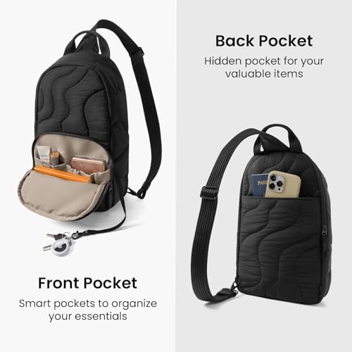 tomtoc 10L Puffy Sling Backpack with Padded Compartment for MacBook Neo A18 | Lightweight Quilted Crossbody Bag for 11-inch iPad Air/Pro, Nintendo Switch 2, Puffer Travel Chest Daypack for Women Girls - color: Lavascape