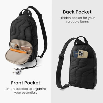 tomtoc 10L Puffy Sling Backpack with Padded Compartment for MacBook Neo A18 | Lightweight Quilted Crossbody Bag for 11-inch iPad Air/Pro, Nintendo Switch 2, Puffer Travel Chest Daypack for Women Girls - color: Lavascape