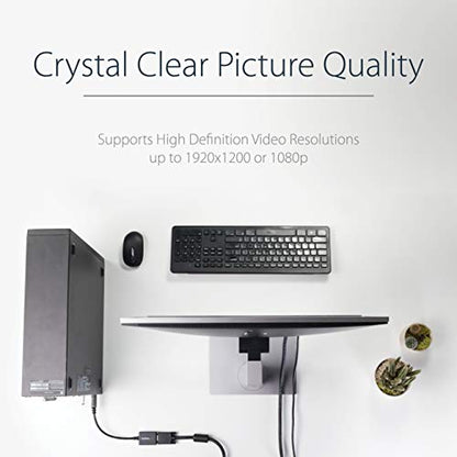 StarTech Active DisplayPort to VGA Adapter, 1080p 60Hz, Certified (DP2VGA2) | DP or DP++ Source Compatible, EDID & DDC Pass-Through, VGA Screw Locking, Latching DisplayPort, No Drivers, 1920 x 1200 - size: 8 inches