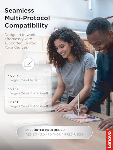 Lenovo Yoga Pen 2 with Magnetic Pen Case, AES 3.0 Stylus with 8192 Pressure Levels, USB C Rechargeable, Tilt Detection, Multi Protocol Support for Lenovo Yoga 2 in 1 PCs, Luna Grey - color: Luna Grey