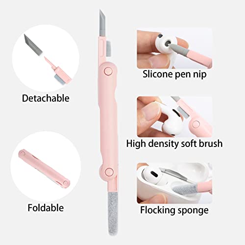7 in 1 Electronic Cleaner kit - Keyboard Cleaner, Keyboard Cleaning Kit, Laptop Cleaner with Brush, Electronic Cleaner for Laptop/Phone/Computer/Screen (Give Away a Flannel Cloth) Pink