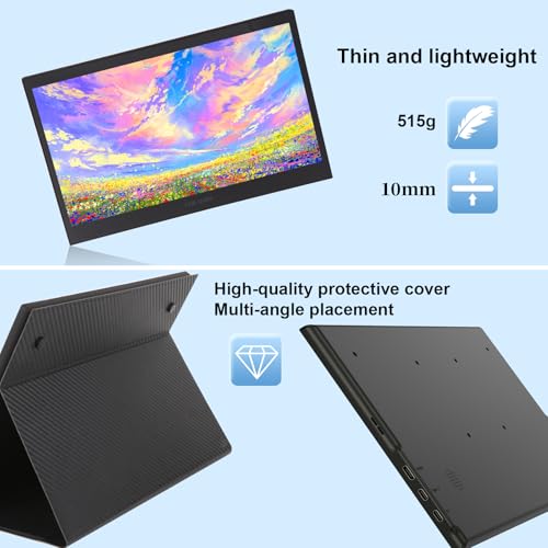 13.3" Touchscreen Portable Monitor, 1080P FHD IPS Display, USB-C & HDMI Plug-and-Play, Dual Speakers, Smart Cover & VESA Mount, External Monitor for Laptop, PC, Smartphone & Game Consoles