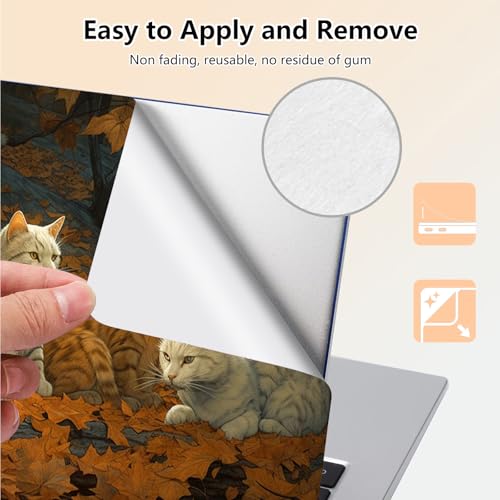 Laptop Skin Sticker Decal 15.6 Inch,12 13 13.3 14 15 15.6 in Laptop Netbook Skins for Notebook,Art Decal Removable Waterproof Scratch Resistant,Universal Vinyl Cover,Autumn Cute Cat - color: Autumn Cute Cat