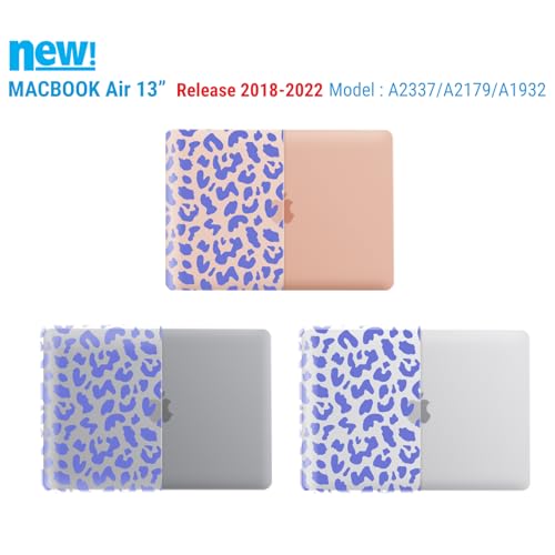 IBENZER Compatible with New MacBook Air 13 inch case 2022 2021 2020 M1 A2337 A2179 A1932, Hard Shell Case&Keyboard Cover&Screen Film for Mac Air 13 (2018-2022), Blue Leopard, AT13-LP-BL+2 - color: Blue Leopard
