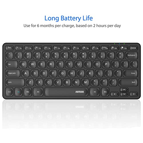 Arteck 2.4G Wireless Keyboard Ultra Slim and Compact Wireless Keyboard with Media Hotkeys for Computer/Desktop/PC/Laptop/Surface/Smart TV and Windows 10/8/ 7 Built-in Rechargeable Battery