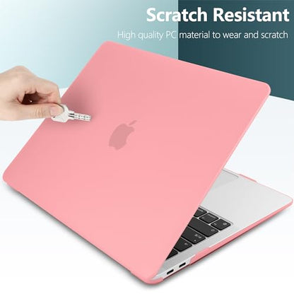DONGKE Compatible with MacBook Air 13 inch Case 2021 2020 2019 2018 Release Model: M1 A2337 A2179 A1932, Matte Hard Case Cover for MacBook Air 13 inch with Retina Display Fits Touch ID - Pink - color: Pink