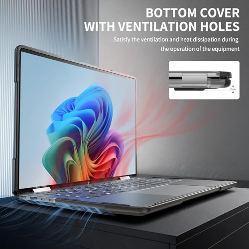 Heavy Duty Case for 14" HP Envy X360 2-in-1 2K Touch-Screen Laptop 2024 Release Shockproof Hard Shell Matte Translucent Anti-Fingerprint Protective Cover with TPU-Covered Edge (Black) - color: Black