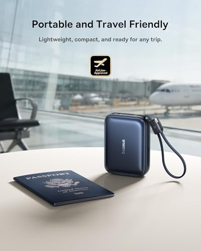 Baseus PicoGo AC22 Mini Power Bank, 20000mAh 45W PD Portable Charger Built-in USB-C Cable, Travel Essential Compact Battery Pack, Fast Charging Battery Bank for iPhone 17/16/15 Samsung S25 Pixel iPad - size: 20000mAh