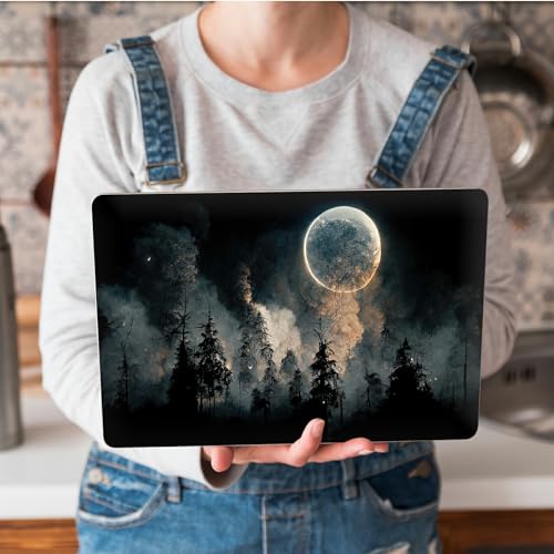 Universal Laptop Skin Sticker with 2 Wrist Pad Skins, Waterproof Scratch Resistant Vinyl Laptop Cover Decal, Cut to Fit for 11–15.6 Inch MacBook HP Dell Lenovo, Foggy Forest Moon - color: Foggy Forest Moon