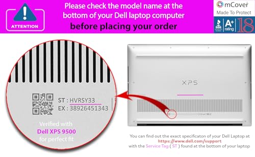 mCover Case Compatible ONLY for 2020~2023 15.6" Dell XPS 15 9500 9510 9520 9530 / Precision 5550 5560 5570 Series Laptop Computer(NOT Fitting Other Dell Models) - Clear