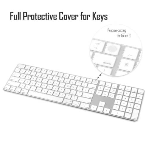 ProElife Keyboard Cover Skin for 2024 Magic Keyboard with Touch ID and Numeric Keypad (A3119) Ultra-Thin Silicon Protector (4 Keys ON The Left of Space BAR) (Transparent) | Non-interference Design for ID Key, Dust-proof, Silicone Protective Skin, Ultra-Th