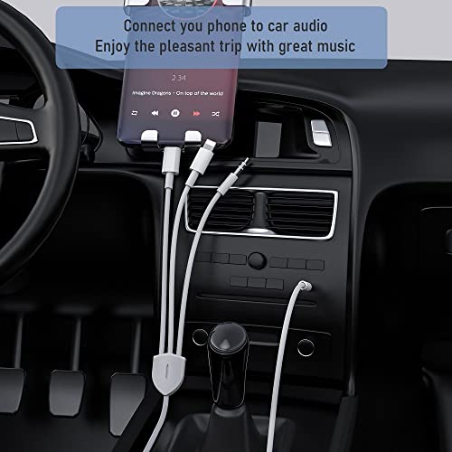 3in1USB C to 3.5mm AudioCable for iPhone/Samsung,Car Stereo,Headset,Speaker | Compatible with iPhone17 16 15 14 13 12 11 XS XR X 8 7 iPad Pro, Samsung Galaxy S23 S22 S21 Ultra