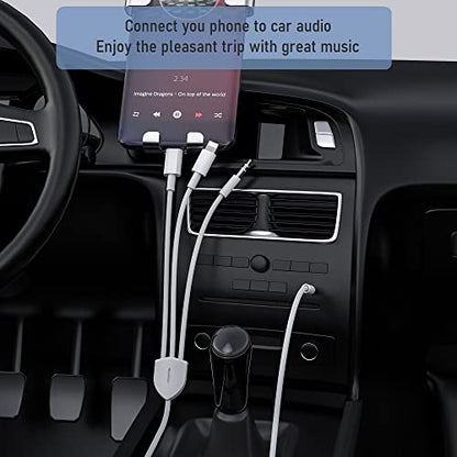 3in1USB C to 3.5mm AudioCable for iPhone/Samsung,Car Stereo,Headset,Speaker | Compatible with iPhone17 16 15 14 13 12 11 XS XR X 8 7 iPad Pro, Samsung Galaxy S23 S22 S21 Ultra