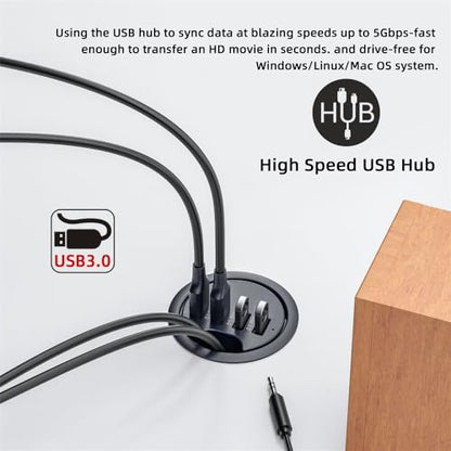 USB 3.0 Hub 4 Port USB 60mm Desk Grommet Splitter Dock Station Interface for Desktop PC Desk - style: 4-USB3.0