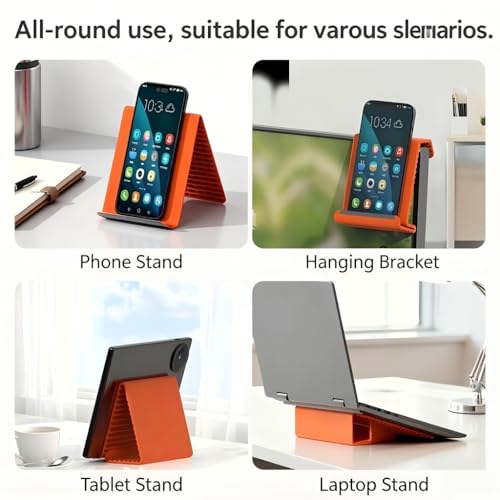 Foldable Stand with Inner Aluminum Sheet, Compatible with Phones, Tablets, and Laptops (Orange) - color: orange